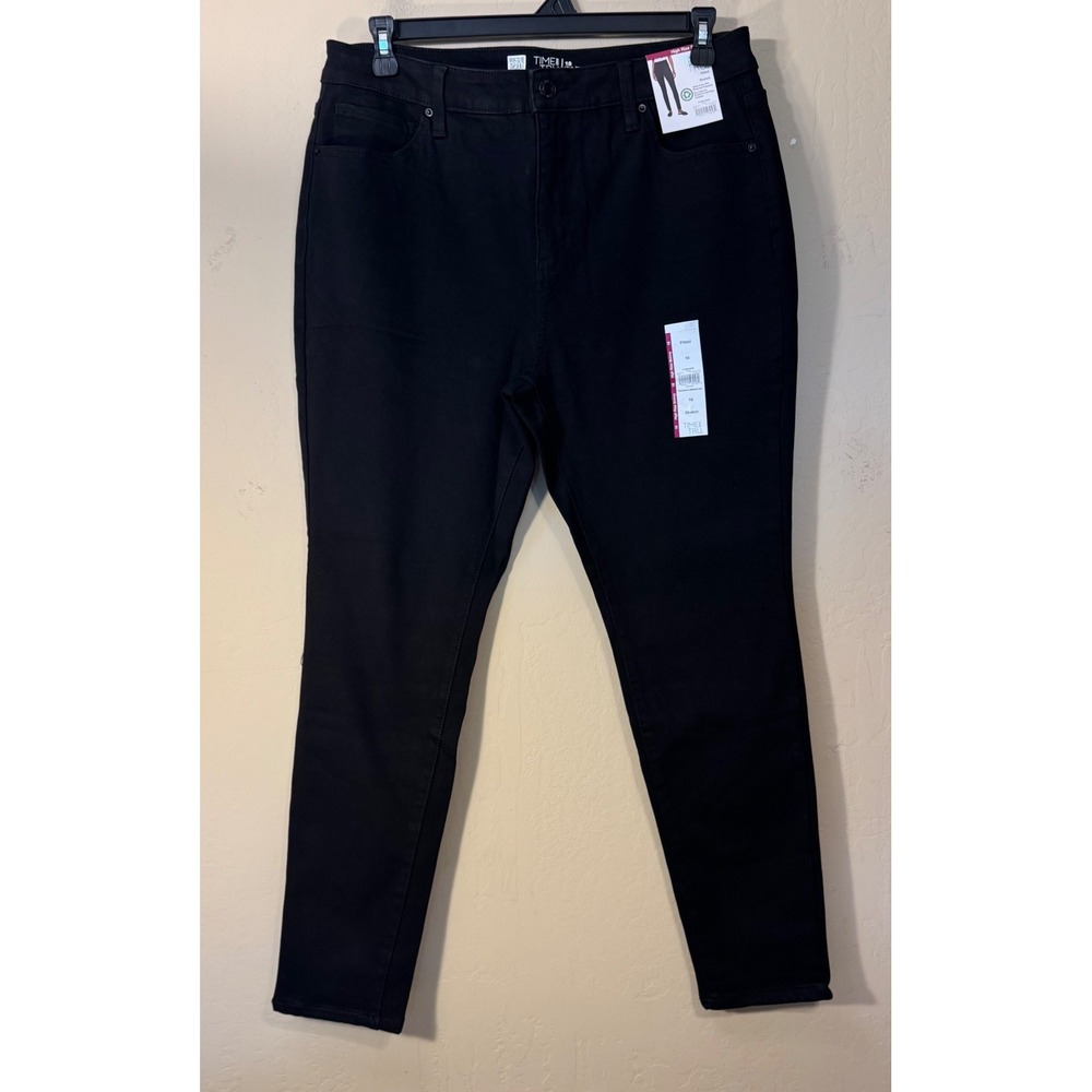 Time and Tru Skinny Jeans Women 18 Black High Rise‎ Casual Stretch Pants NEW
